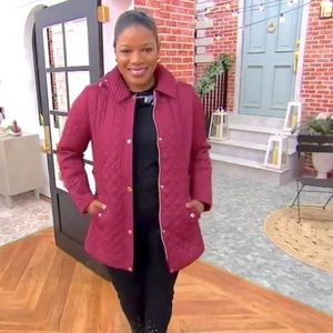 Isaac Mizrahi Live! Quilted Coat Merlot Red